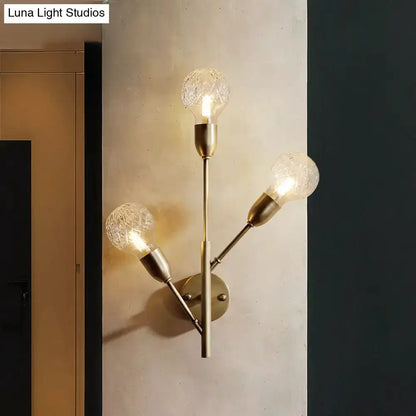 Brass 4-light wall fixture with clear lattice glass bulbs, Decorbites design on Tampa Home & Garden Store