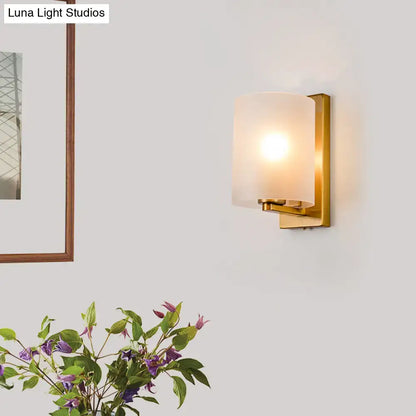 Brass clear glass sconce with frosted cylindrical shade, wall-mount Decorbites on Tampa Home & Garden Store