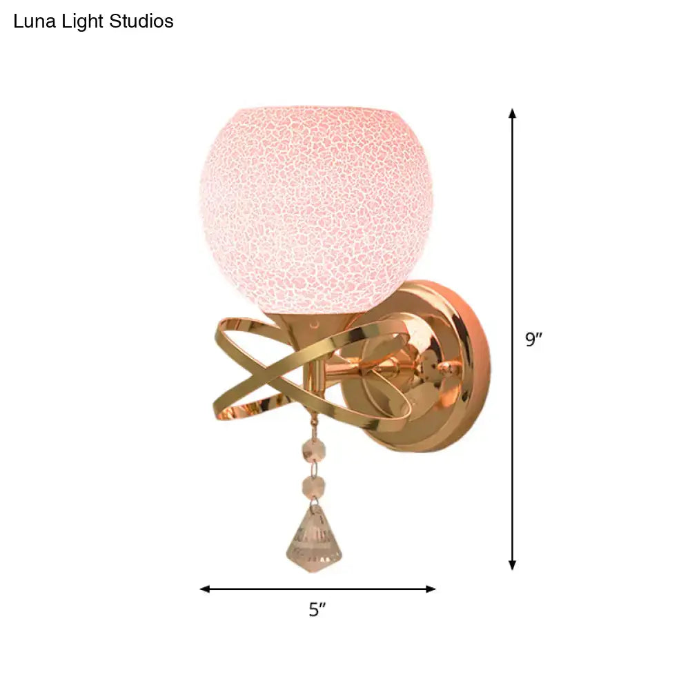 Gold Pink Glass Wall Lamp Decorbites: brass wall sconce with pink crackle globe on Tampa Home & Garden Store