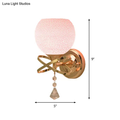 Gold Pink Glass Wall Lamp Decorbites: brass wall sconce with pink crackle globe on Tampa Home & Garden Store