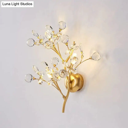 Gold crystal branch wall sconce from Decorbites with crystal beads on gold stems on Tampa Home & Garden Store