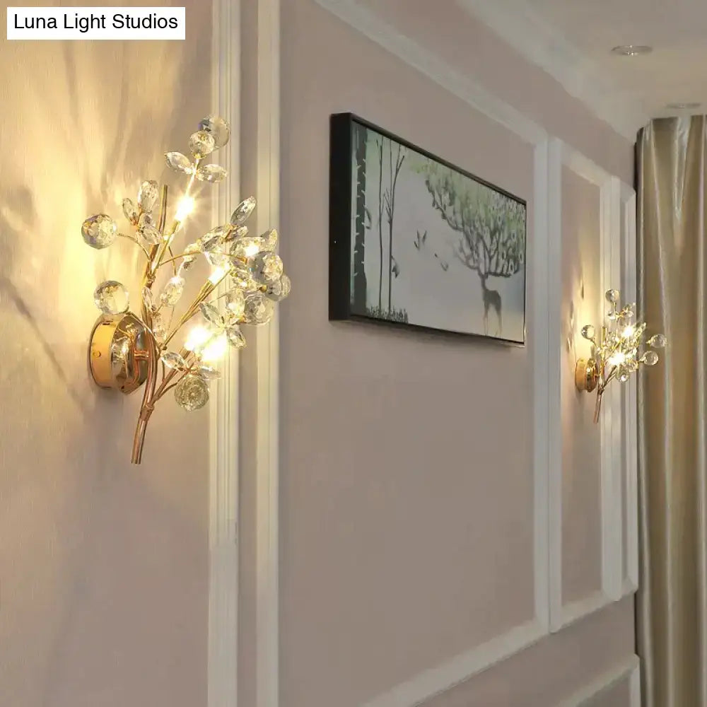 Gold Crystal Branch Sconces wall lamps with crystal accents by Decorbites on Tampa Home & Garden Store