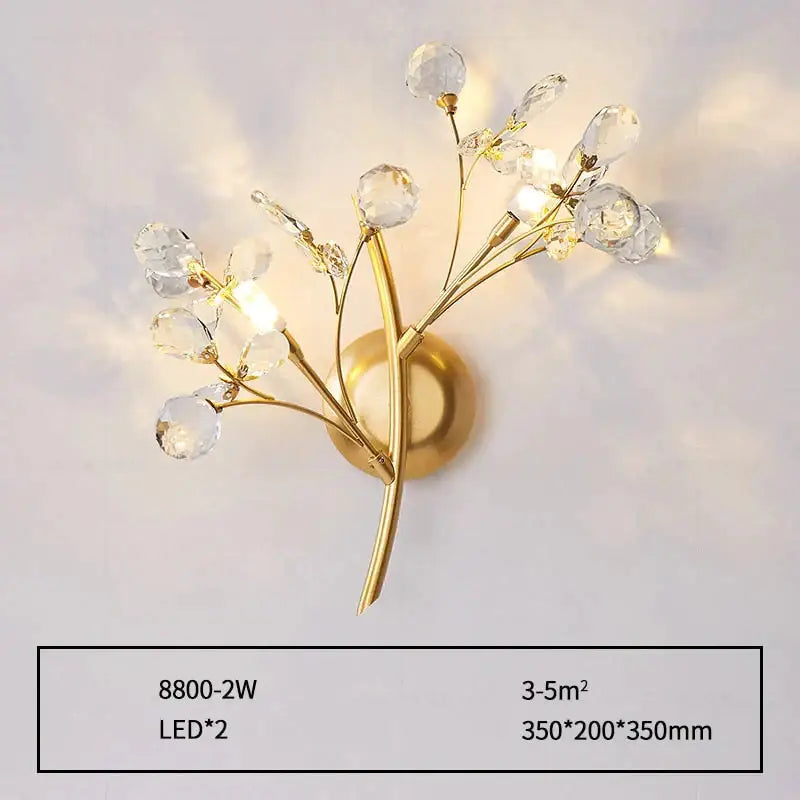 Gold Crystal Branch Sconce wall lamp with crystal droplets in gold finish by Decorbites on Tampa Home & Garden Store
