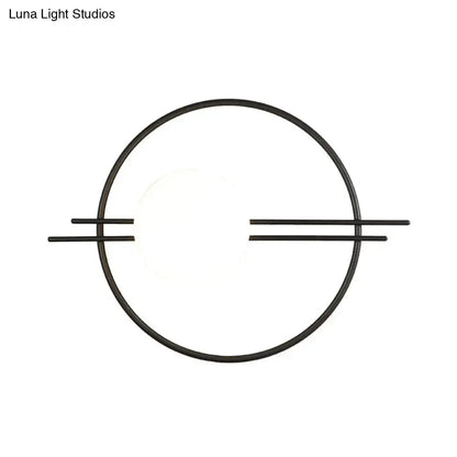 Black and Brass Sconce Light with White Glass