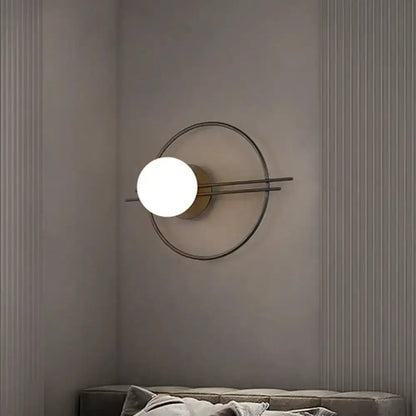 Black and Brass Sconce Light with White Glass