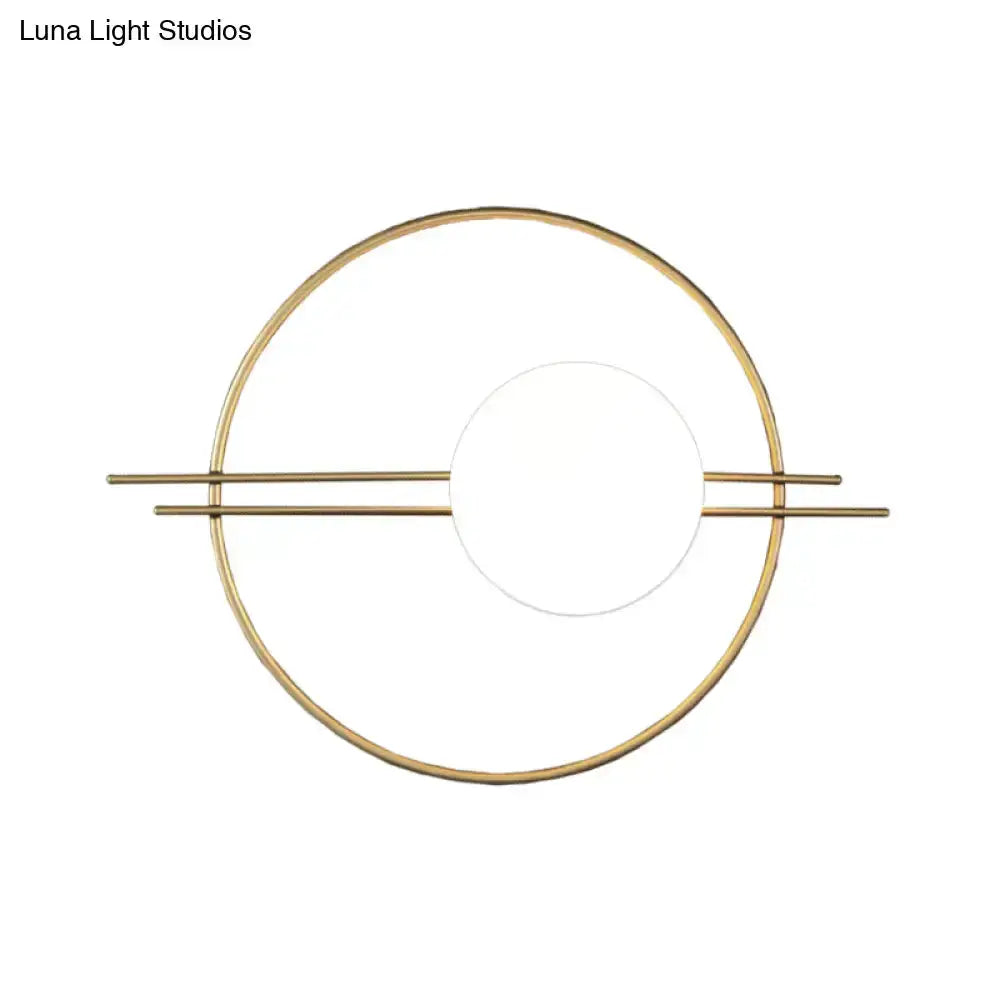 Black and Brass Sconce Light with White Glass