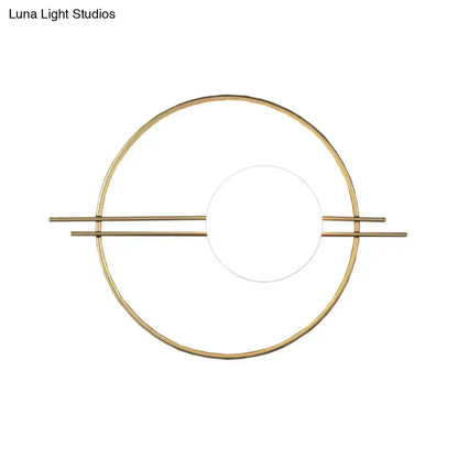 Black and Brass Sconce Light with White Glass