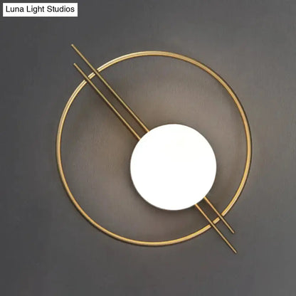 Black and Brass Sconce Light with White Glass