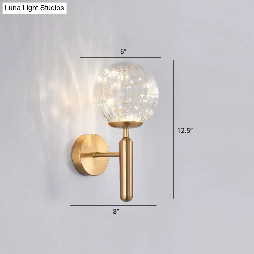 Black Glass Wall Sconce Decorbites brass glass globe, 6in Luna Light Studios watermark on Tampa Home & Garden Store