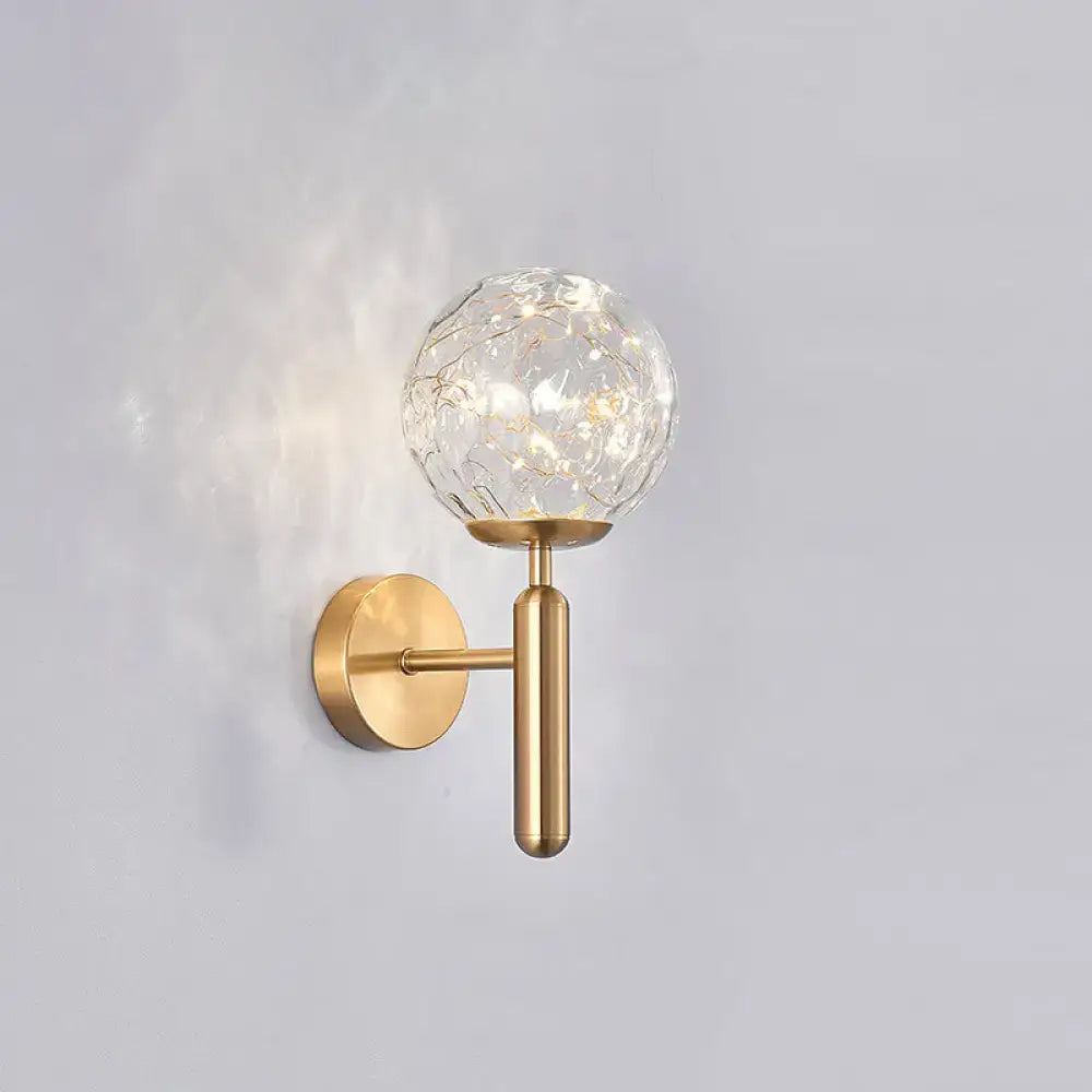 Decorbites Black Glass Wall Sconce with brass finish wall mount and crackled glass globe on Tampa Home & Garden Store