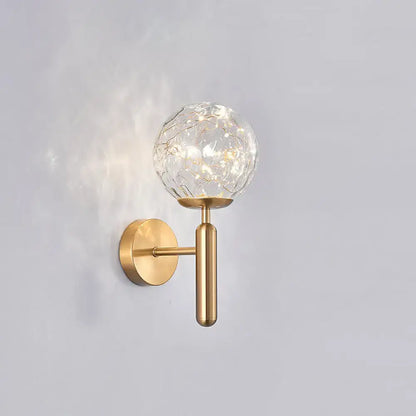 Decorbites Black Glass Wall Sconce with brass finish wall mount and crackled glass globe on Tampa Home & Garden Store