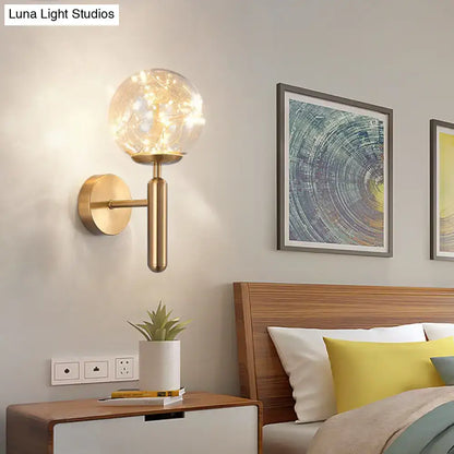 Black Glass Wall Sconce brass finish with clear glass globe, wall-mounted Decorbites on Tampa Home & Garden Store