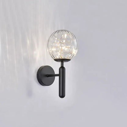 Black Glass Wall Sconce Decorbites matte black mount with clear glass globe on Tampa Home & Garden Store