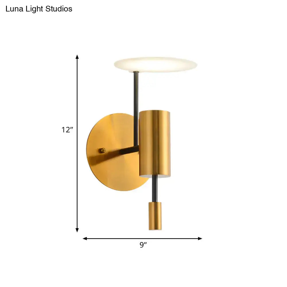 Brass Tube Disk Top Wall Light by Decorbites, brass finish wall sconce on Tampa Home & Garden Store
