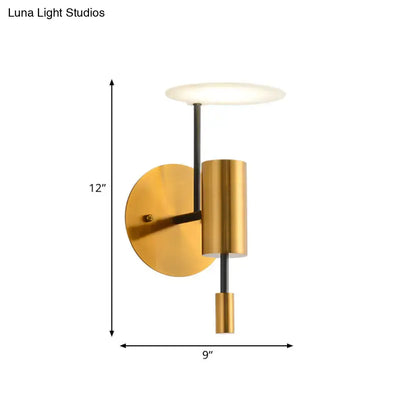 Brass Tube Disk Top Wall Light by Decorbites, brass finish wall sconce on Tampa Home & Garden Store