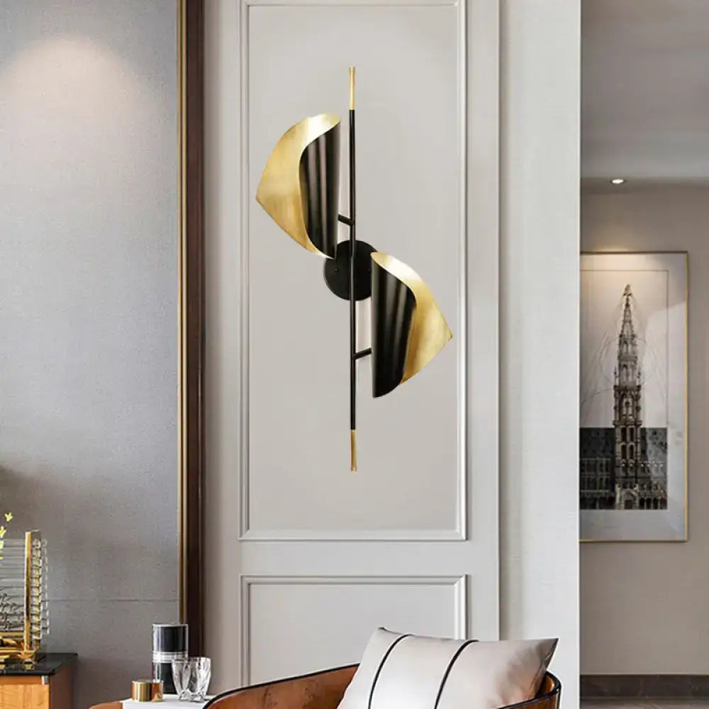 Black Metal Sheet Sconce Stairway Dual-Light with gold-brass blades Decorbites wall fixture on Tampa Home & Garden Store