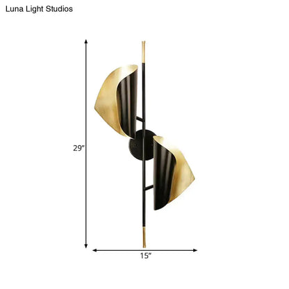 Black Gold Ribbed Leaf Wall Light by Decorbites with twin black and gold leaves on Tampa Home & Garden Store
