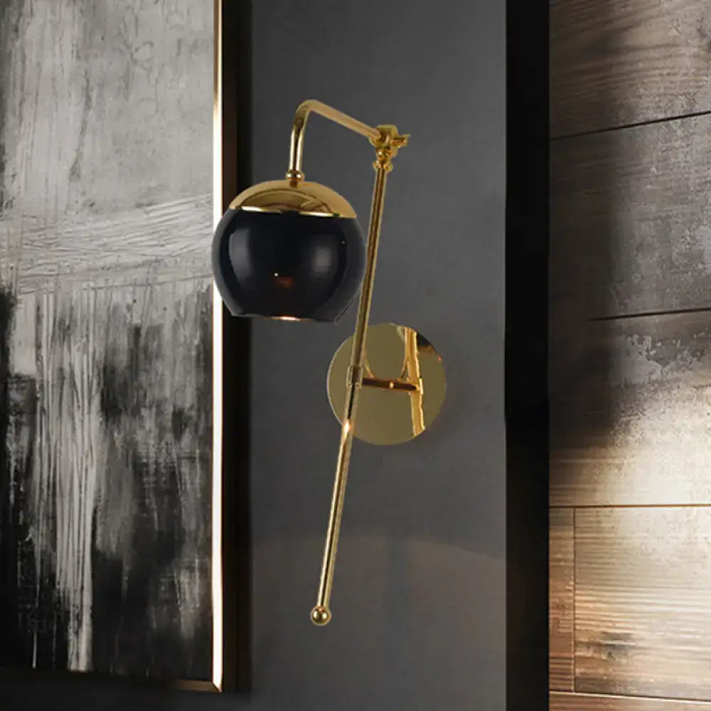 Black Glass Swing Arm Sconce by Decorbites with gold brass arm and wall mount on Tampa Home & Garden Store