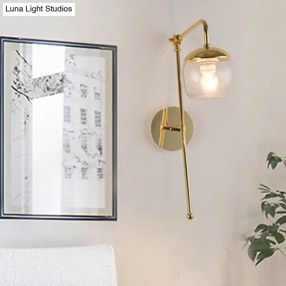 Brass glass swing arm sconce with clear shade, Decorbites wall light on Tampa Home & Garden Store