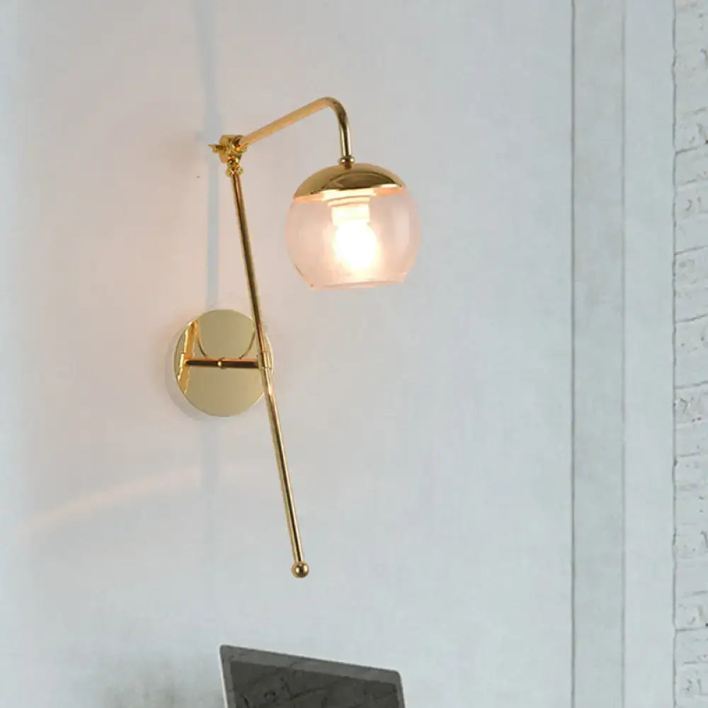 Decorbites brass glass swing arm wall sconce with frosted globe shade on Tampa Home & Garden Store