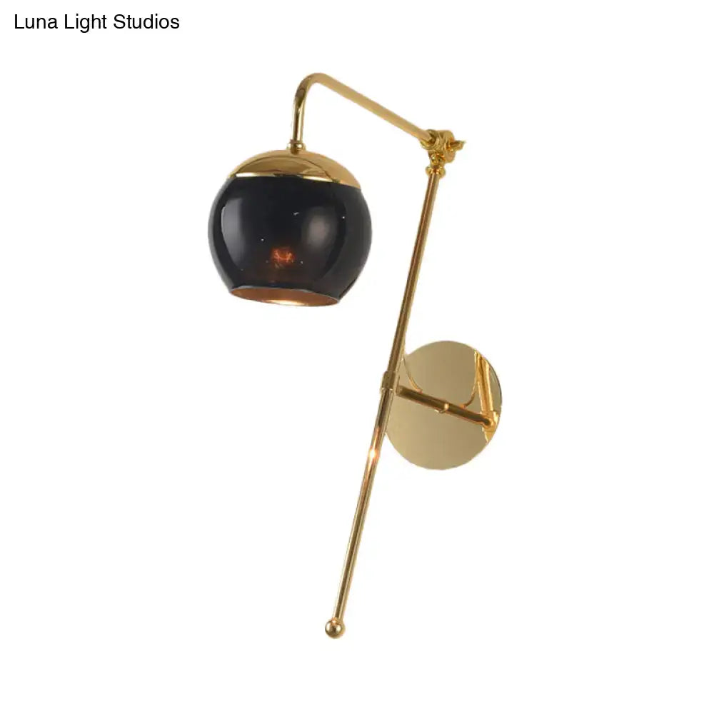 Black Glass Swing Arm Sconce by Decorbites, gold brass finish on Tampa Home & Garden Store