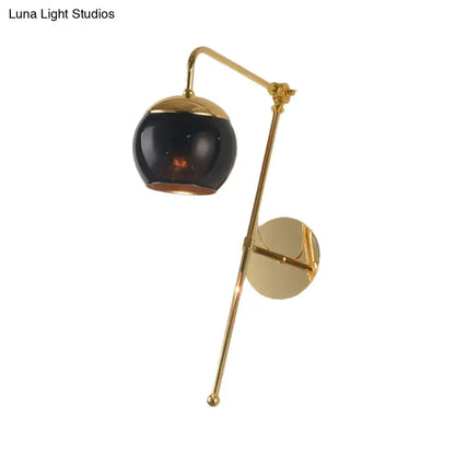Black Glass Swing Arm Sconce by Decorbites, gold brass finish on Tampa Home & Garden Store
