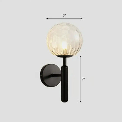 Decorbites postmodern black wall sconce with clear glass globe, 6-inch diameter, 7-inch height on Tampa Home & Garden Store