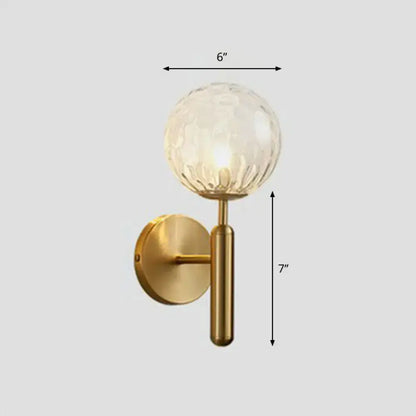Decorbites postmodern wall sconce with brass gold finish and glass globe, 6 inch globe on Tampa Home & Garden Store