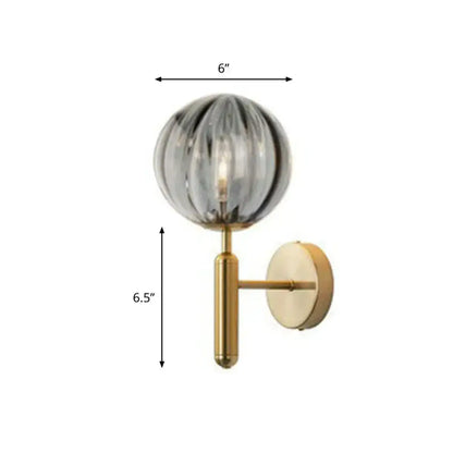 Postmodern black gold wall sconce with 6in smoky glass globe and brass mount Decorbites on Tampa Home & Garden Store