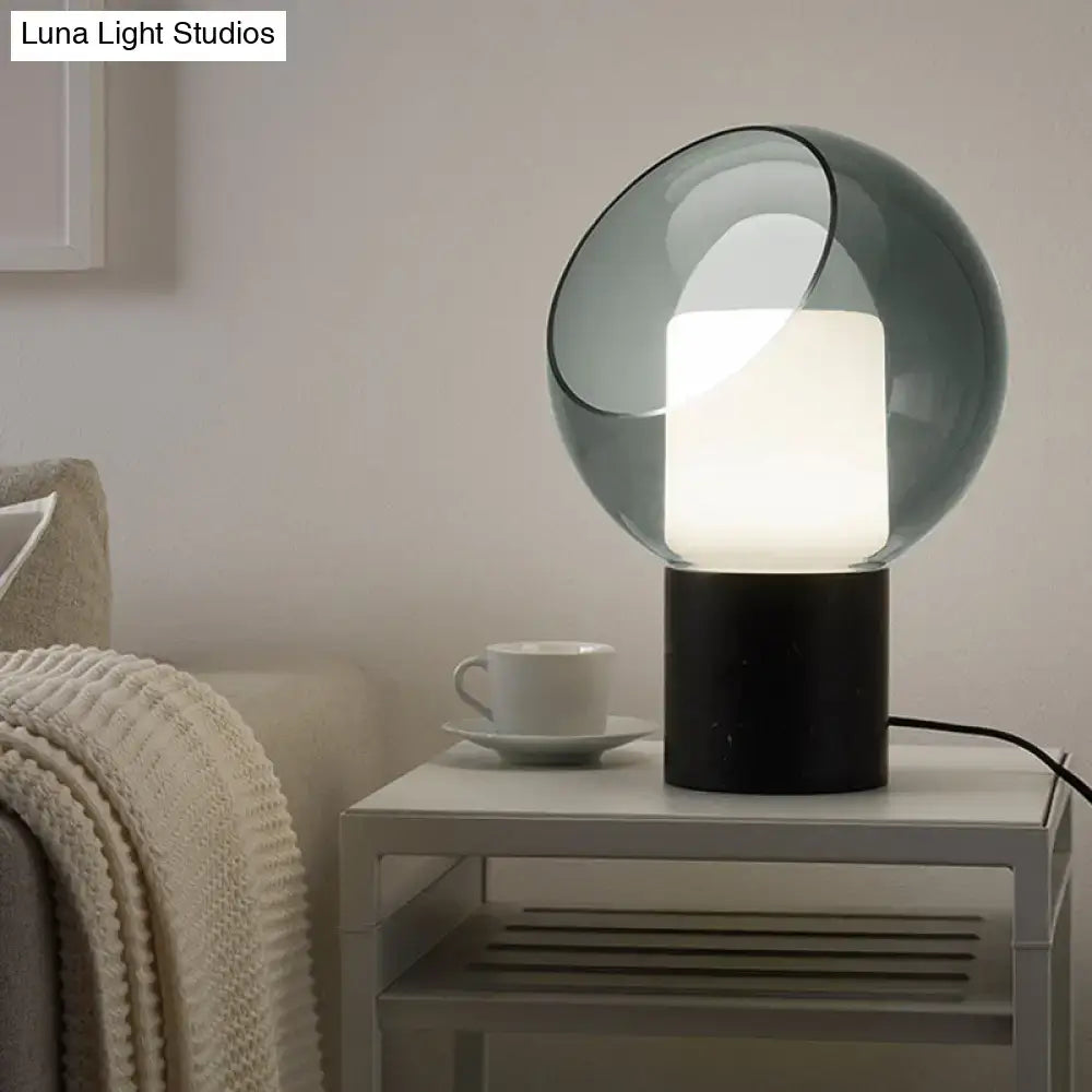 Black Marble Table Lamp with gray glass globe on a black base by Decorbites on Tampa Home & Garden Store