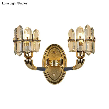 Postmodern Blue and Gold Crystal Wall Sconce