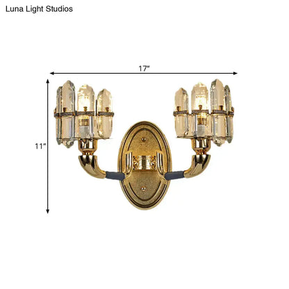 Postmodern Blue and Gold Crystal Wall Sconce