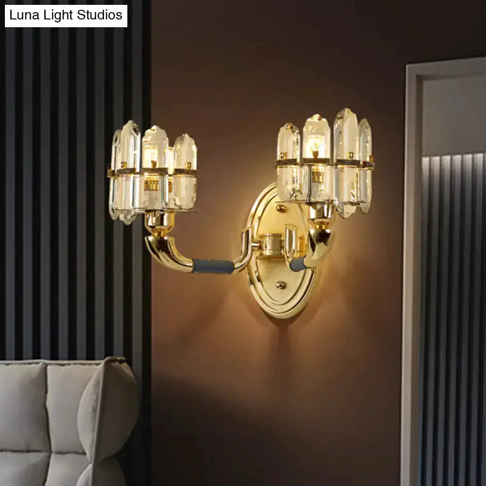 Postmodern Blue and Gold Crystal Wall Sconce