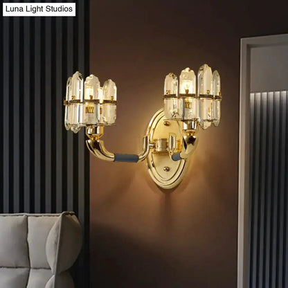 Postmodern Blue and Gold Crystal Wall Sconce