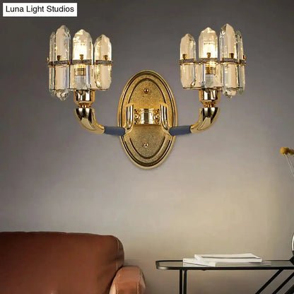 Postmodern Blue and Gold Crystal Wall Sconce