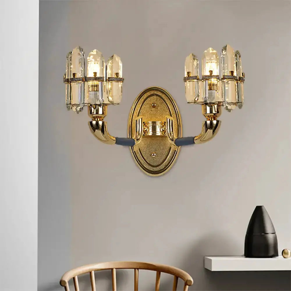 Postmodern Blue and Gold Crystal Wall Sconce