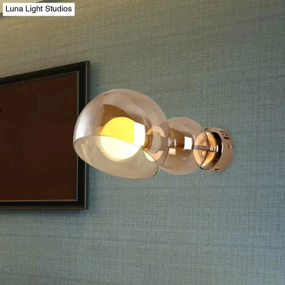 Modern Brass Amber Glass Wall Lamp Sconce Light