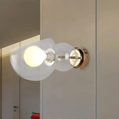 Modern Brass Amber Glass Wall Lamp Sconce Light