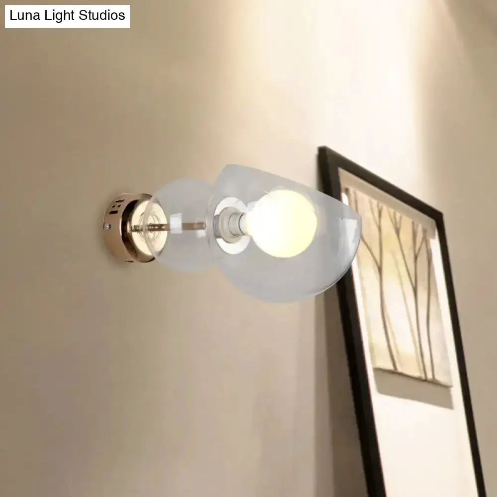 Modern Brass Amber Glass Wall Lamp Sconce Light