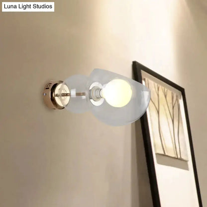 Modern Brass Amber Glass Wall Lamp Sconce Light