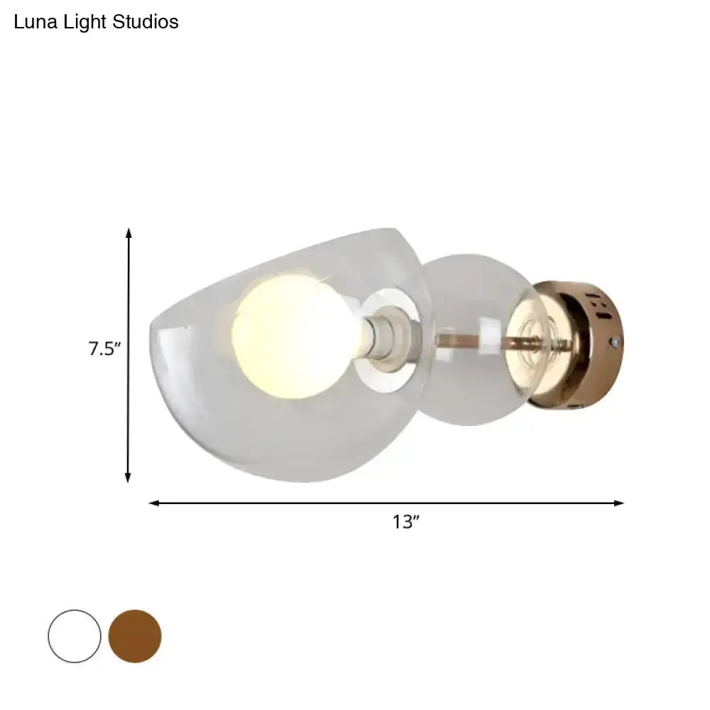Modern Brass Amber Glass Wall Lamp Sconce Light