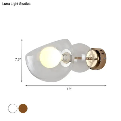 Modern Brass Amber Glass Wall Lamp Sconce Light