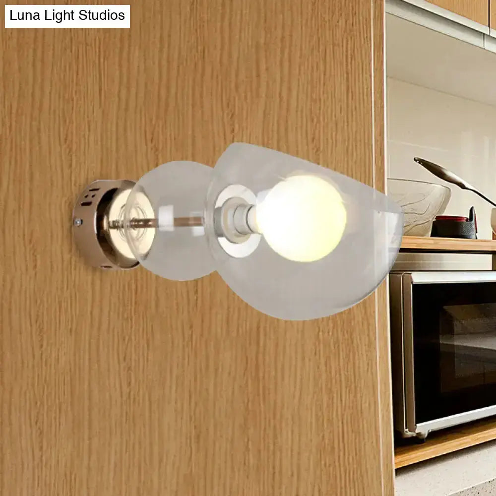 Modern Brass Amber Glass Wall Lamp Sconce Light