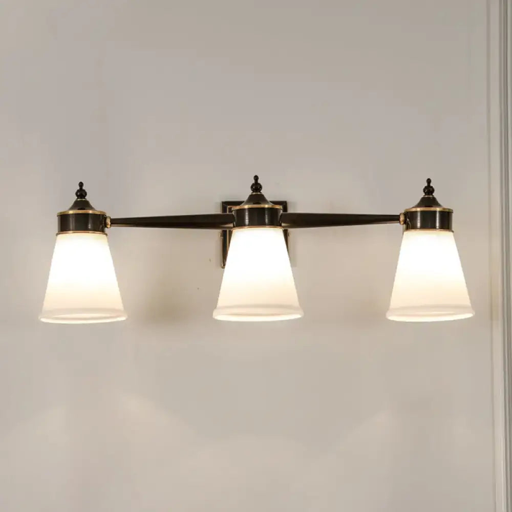 Brass Cream Glass Vanity Light with three bell-shaped cream shades Decorbites on Tampa Home & Garden Store