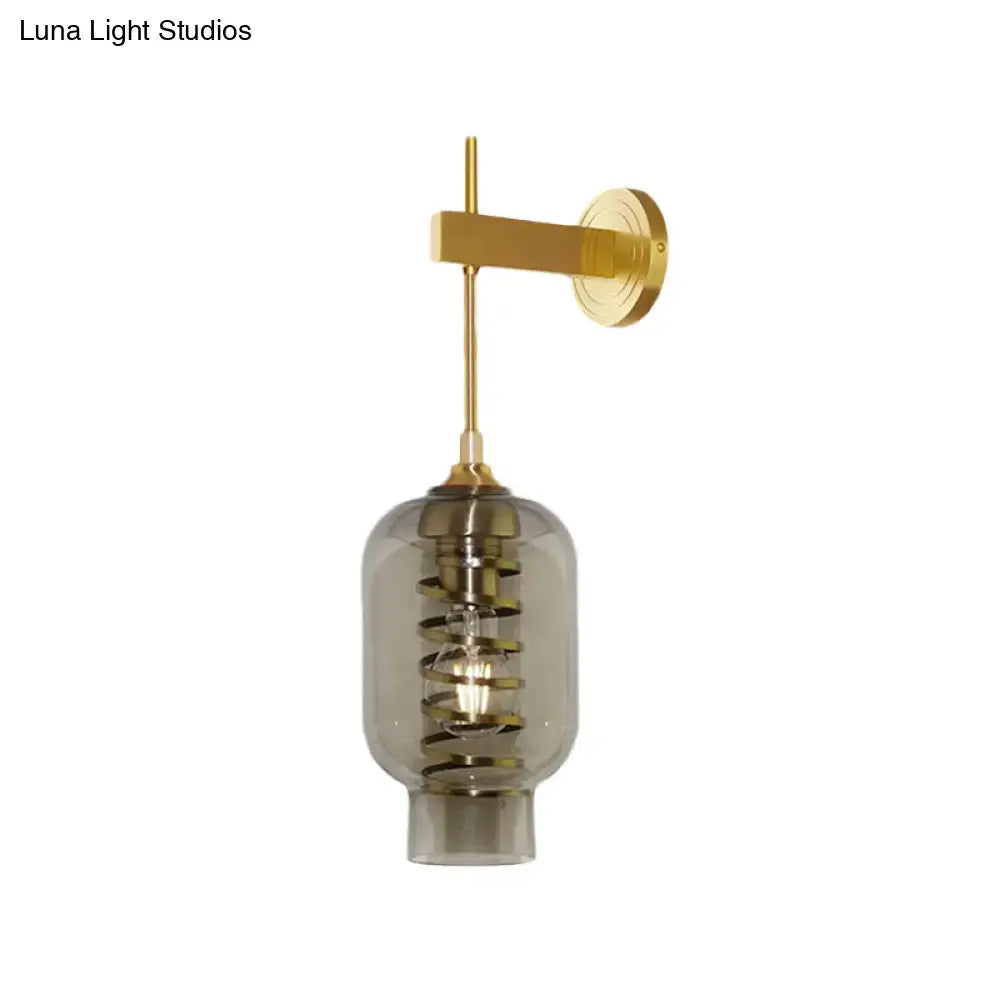 Brass Smoke Glass Wall Lamp by Decorbites, gold finish with smoky glass shade, wall-mounted on Tampa Home & Garden Store