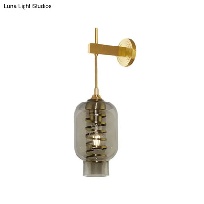 Brass Smoke Glass Wall Lamp by Decorbites, gold finish with smoky glass shade, wall-mounted on Tampa Home & Garden Store