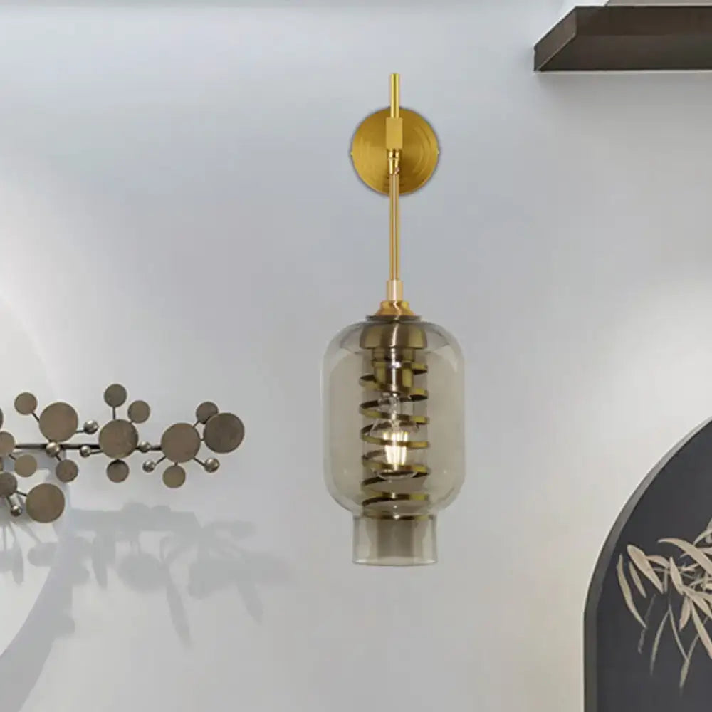 Brass Smoke Glass Wall Lamp Decorbites, smoky glass shade with brass fixture on Tampa Home & Garden Store