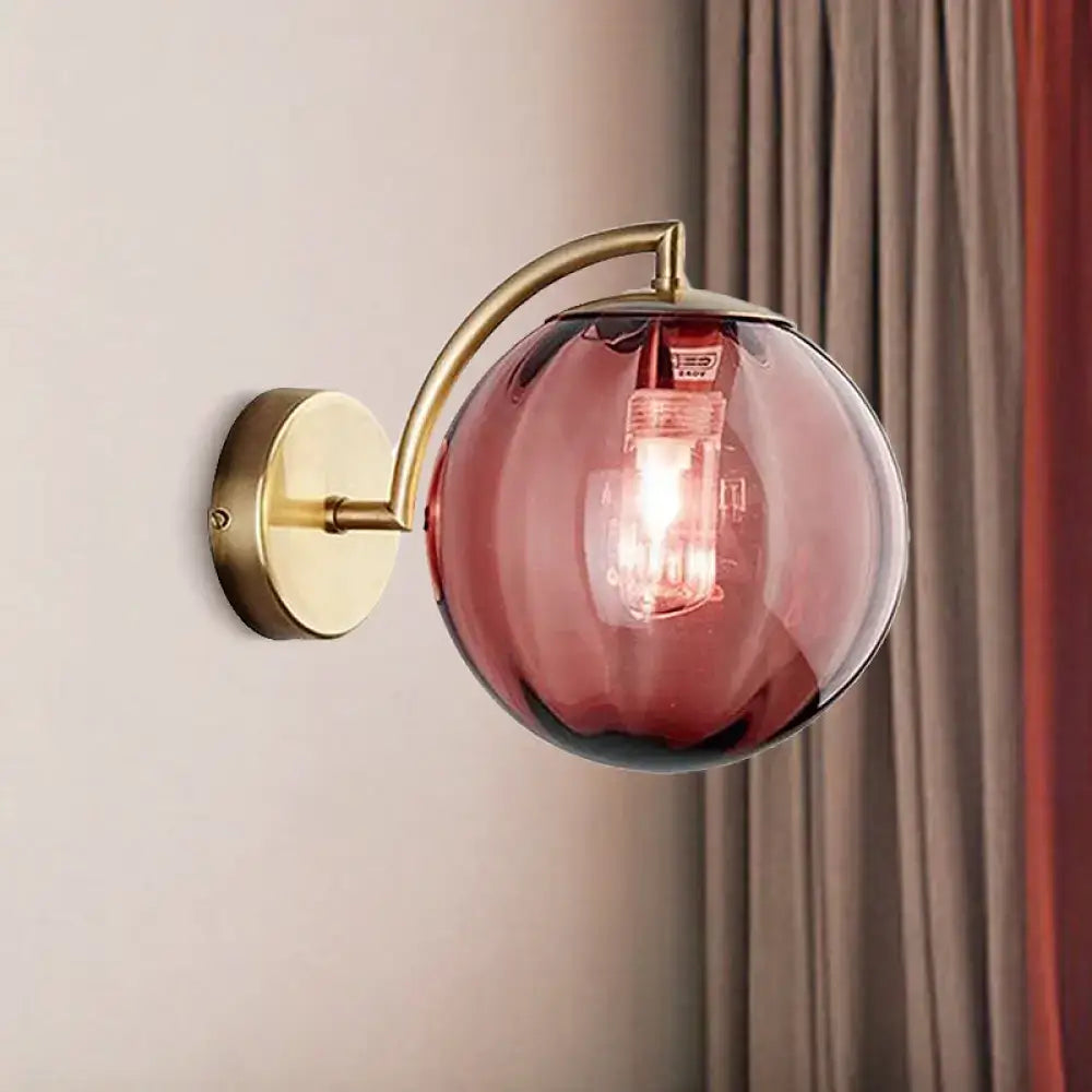 Brass amber ball sconce with glass globe, single-light head, wall mount by Decorbites on Tampa Home & Garden Store