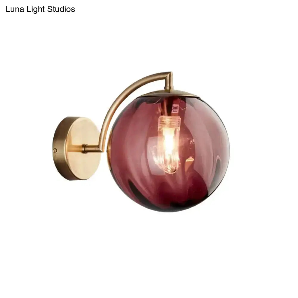 Decorbites brass amber glass ball sconce, single-light head, wall mount on Tampa Home & Garden Store