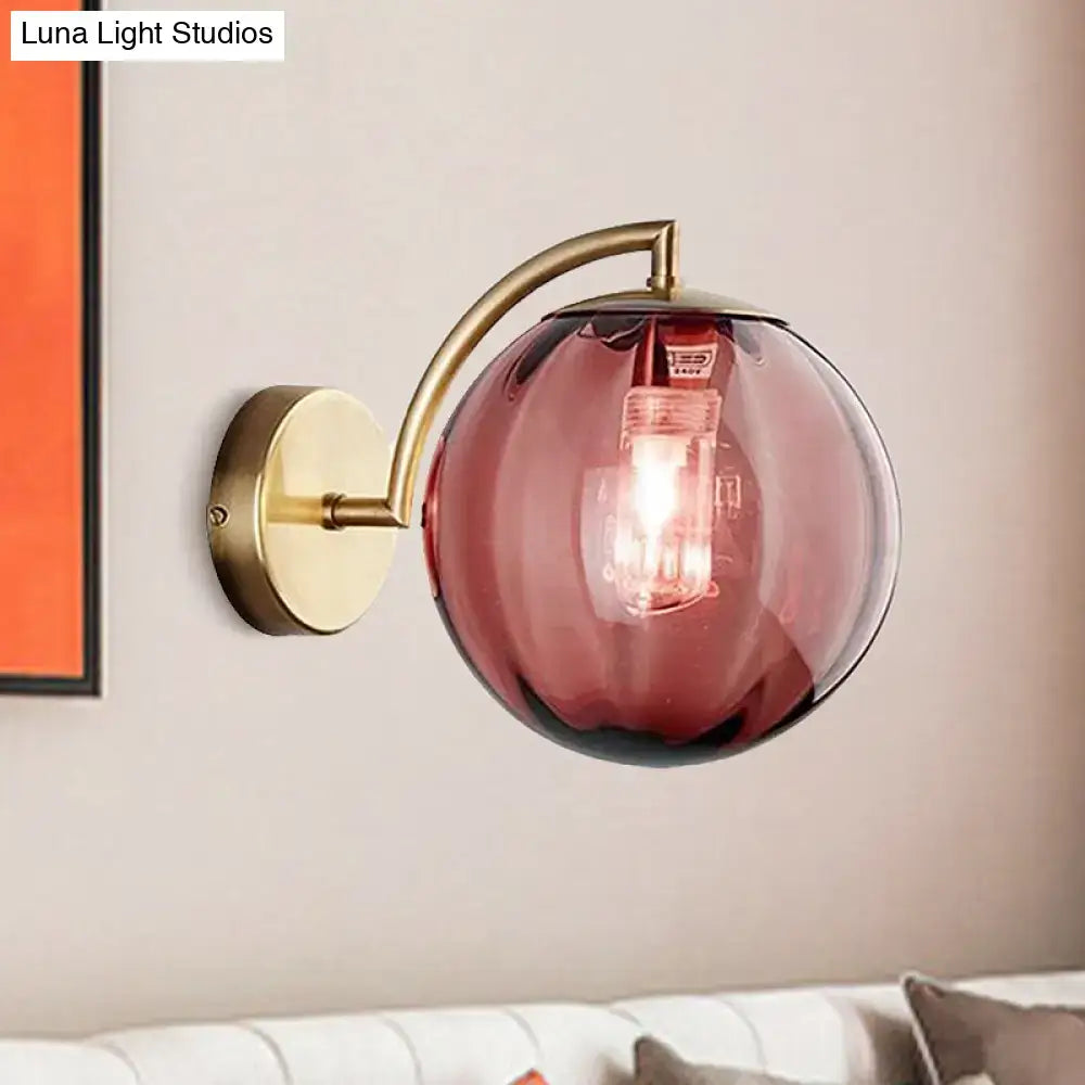 Brass Amber Ball Sconce by Decorbites, amber glass shade, single-light wall lamp on Tampa Home & Garden Store